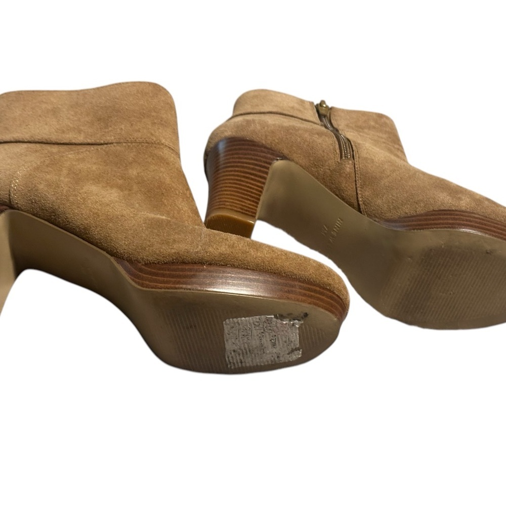 Nine West Women's Genuine Leather Tan Suede Boots 3.5in Heel 1/2in Platform Sz 7 - Picture 6 of 6